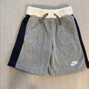 Nike Gray Shorts with White Waistband and Navy Side Panels